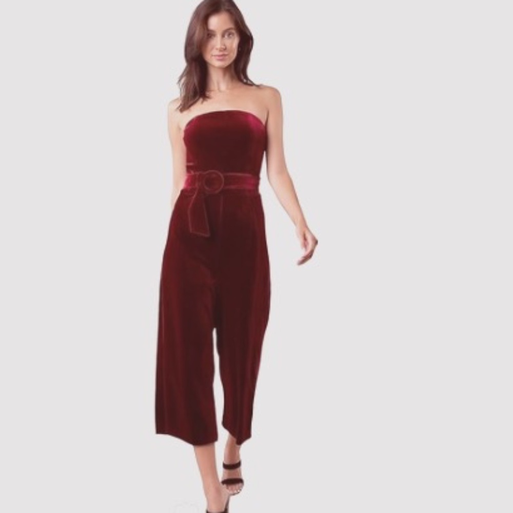 Sugar Lips Women's Velvet Jumpsuit Burgundy